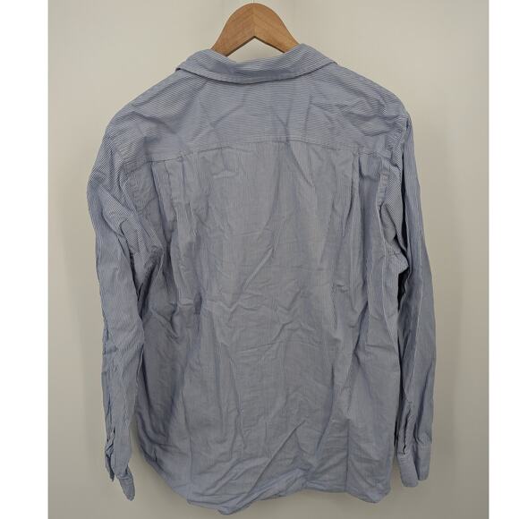 100 Cotton Blue White Striped Button Down Preppy 80s Office Heritage Coastal - Picture 2 of 4